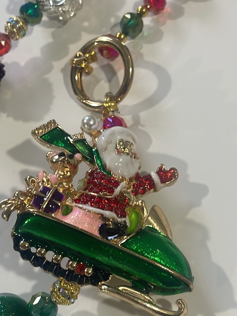 Festive Green Santa Keychain Purse charm or bag charm- Women Accessories